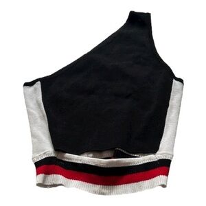 NWT Rehab Lab Black and White One-Shoulder Crop Top